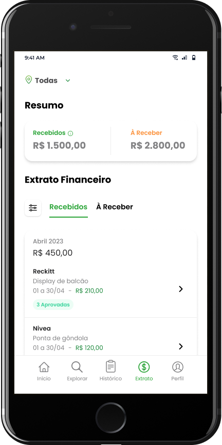 pagina inicial do Extrato financeiro, App trade febrafar