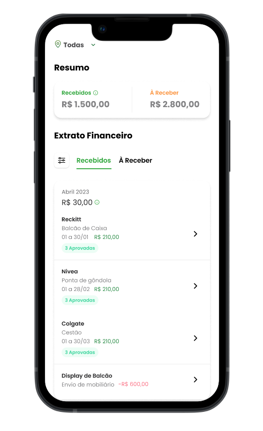 celular mostrando o extrato financeiro novo